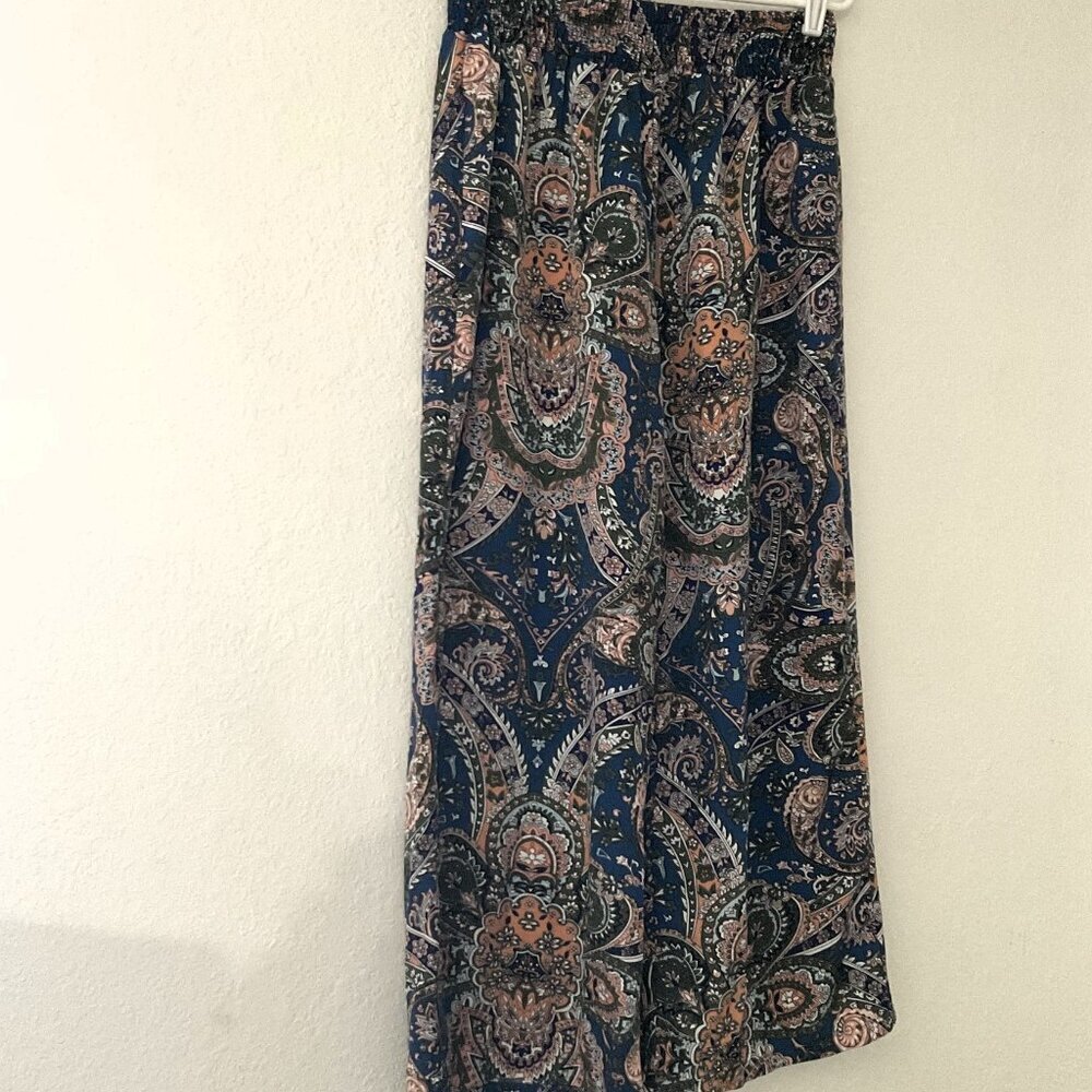 BOHO WIDE LEG PANTS TROUSERS ELASTIC WAIST LIKE NEW - Picture 4 of 15